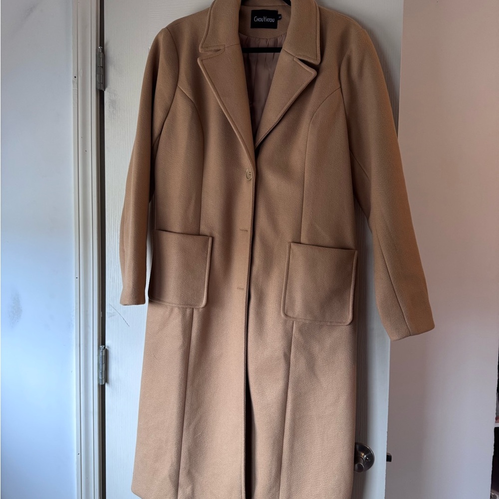 Camel Wool Blend Coat, Classic Full-Length